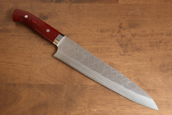 Takeshi Saji SRS13 Hammered Gyuto  240mm Red Micarta Handle - Japanny - Best Japanese Knife