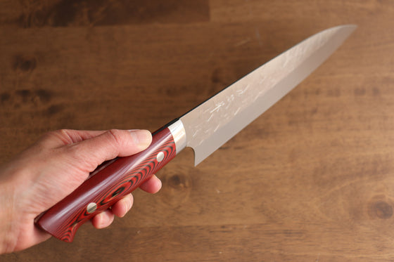 Takeshi Saji SRS13 Hammered Gyuto 210mm Red Micarta Handle - Japanny - Best Japanese Knife