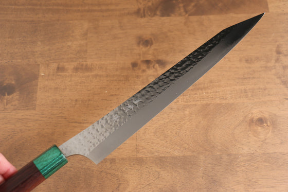 Yu Kurosaki Senko Ei R2/SG2 Hammered Sujihiki Japanese Knife 270mm Shitan (ferrule: Green Pakka wood) Handle - Japanny - Best Japanese Knife