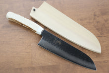 Sakai Takayuki VG10 33 Layer Damascus Santoku 180mm Cow Bone Handle with Sheath - Japanny - Best Japanese Knife