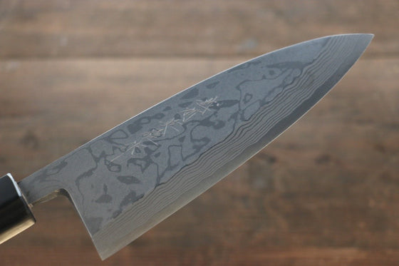 Hideo Kitaoka Blue Steel No.2 Damascus Deba 180mm Shitan Handle - Japanny - Best Japanese Knife