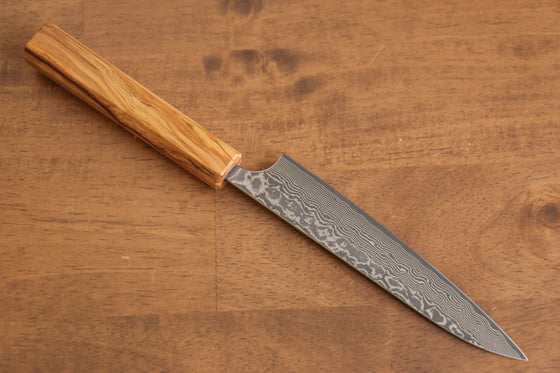 Yoshimi Kato VG10 Damascus Petty-Utility  150mm Olive tree Handle - Japanny - Best Japanese Knife
