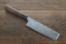  Hideo Kitaoka Blue Steel No.2 Damascus Kakugata Usuba Japanese Knife 180mm Shitan Handle - Japanny - Best Japanese Knife