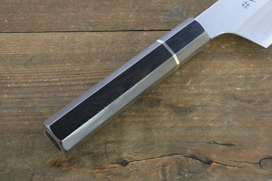 Sakai Takayuki Homura Blue Steel No.2 Kengata Santoku 195mm Ebony Wood Handle - Japanny - Best Japanese Knife