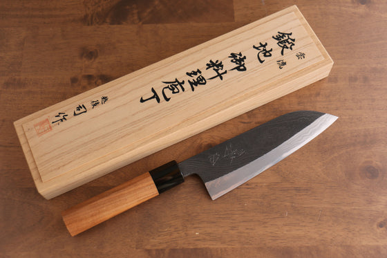 Tsukasa Hinoura Tamahagane Kurouchi Santoku 165mm Wild Cherry Handle - Japanny - Best Japanese Knife