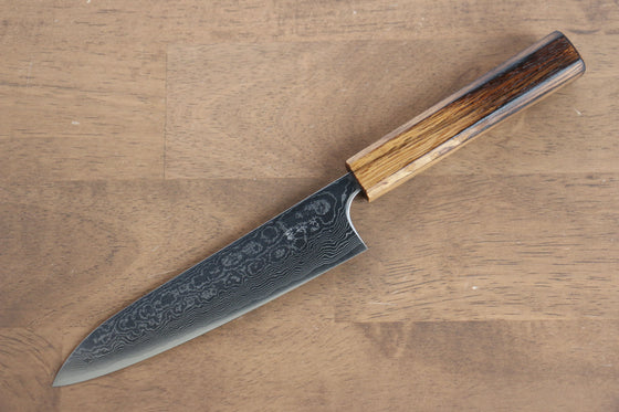 Katsushige Anryu VG10 Migaki Finished Damascus Petty-Utility  150mm Oak Handle - Japanny - Best Japanese Knife