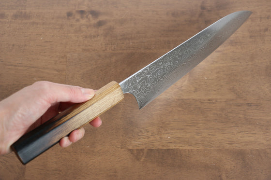 Katsushige Anryu VG10 Migaki Finished Damascus Gyuto 210mm Oak Handle - Japanny - Best Japanese Knife