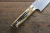 Takeshi Saji Blue Steel No.2 Colored Damascus Gyuto 210mm Brown Cow Bone Handle - Japanny - Best Japanese Knife