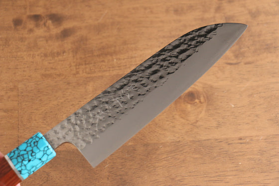 Yu Kurosaki Senko Ei R2/SG2 Hammered Santoku 165mm Shitan(ferrule: Turquoise) Handle - Japanny - Best Japanese Knife