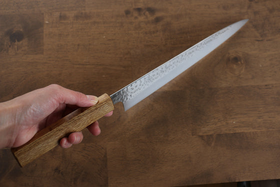 Yu Kurosaki Senko R2/SG2 Hammered Sujihiki Japanese Knife 240mm Live oak Lacquered Handle - Japanny - Best Japanese Knife