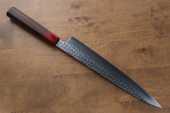 Yu Kurosaki Senko R2/SG2 Hammered Sujihiki Japanese Knife 240mm Shitan (ferrule: Red Pakka wood) Handle - Japanny - Best Japanese Knife