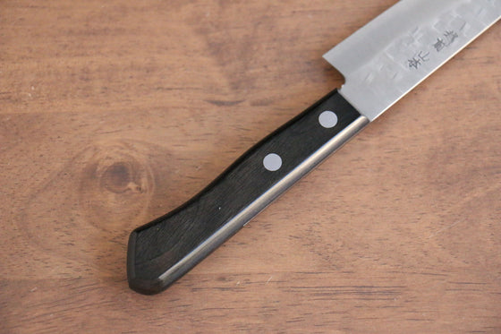 Nao Yamamoto AUS8 Hammered Petty-Utility 135mm Black Pakka wood Handle - Japanny - Best Japanese Knife