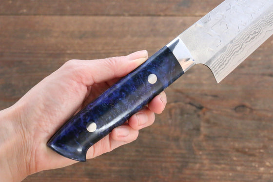 Takeshi Saji SRS13 Hammered Migaki Finished Gyuto 210mm Blue Marble Handle - Japanny - Best Japanese Knife
