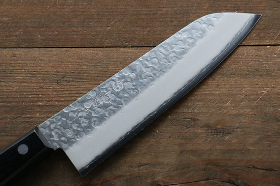 Takamura Knives Chromax Steel Hammered Santoku  170mm with Black Pakka wood Handle - Japanny - Best Japanese Knife