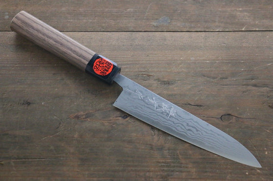 Shigeki Tanaka Blue Steel No.2 Damascus Petty-Utility 150mm Walnut Handle - Japanny - Best Japanese Knife