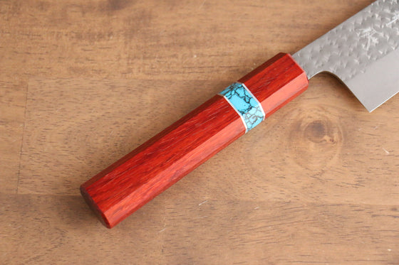 Yu Kurosaki Senko R2/SG2 Hammered Santoku 165mm Padoauk(ferrule: Turquoise) Handle - Japanny - Best Japanese Knife