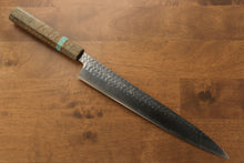  Yu Kurosaki Senko R2/SG2 Hammered Sujihiki 270mm Maple(With turquoise ring Green) Handle - Japanny - Best Japanese Knife