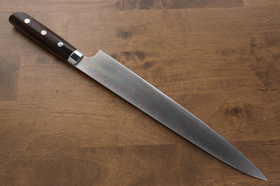 Takeshi Saji Blue Steel No.2 Colored Damascus Sujihiki  270mm Ironwood Handle - Japanny - Best Japanese Knife
