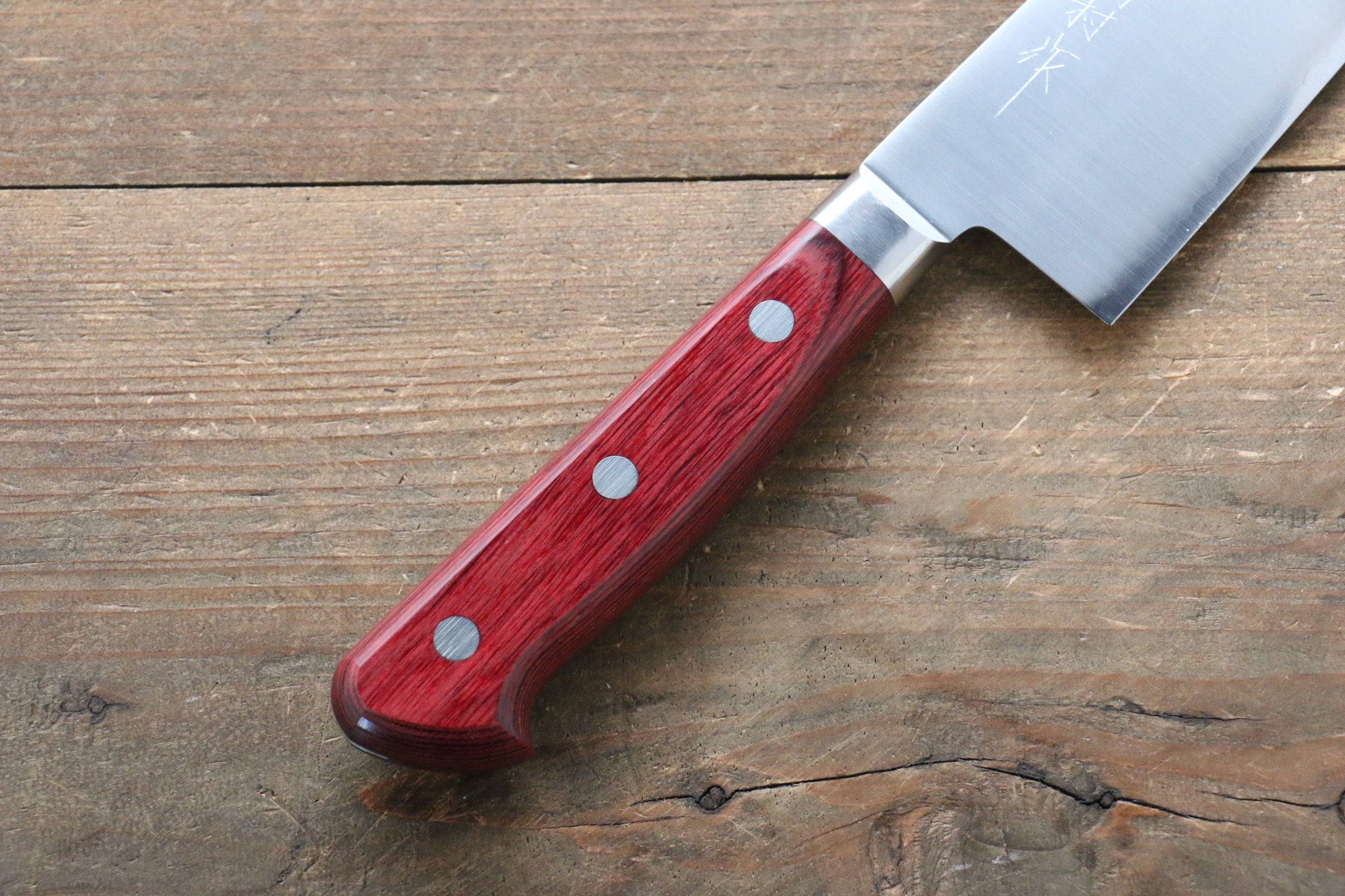 Takamura Knives R2/SG2 Santoku Japanese Knife 170mm with Red Pakka wood Handle - Japanny - Best Japanese Knife