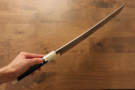 Jikko Silver Steel No.3 Sakimaru Yanagiba 330mm Ebony with Ring Handle - Japanny - Best Japanese Knife