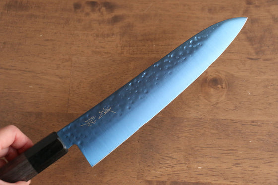 Seisuke SK-85 steel Ion plating Hammered Gyuto 210mm Gray Pakka wood Handle - Japanny - Best Japanese Knife
