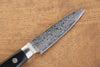 Seisuke Kagami AUS10 Mirrored Finish Damascus Petty-Utility  80mm Black Pakka wood Handle - Japanny - Best Japanese Knife