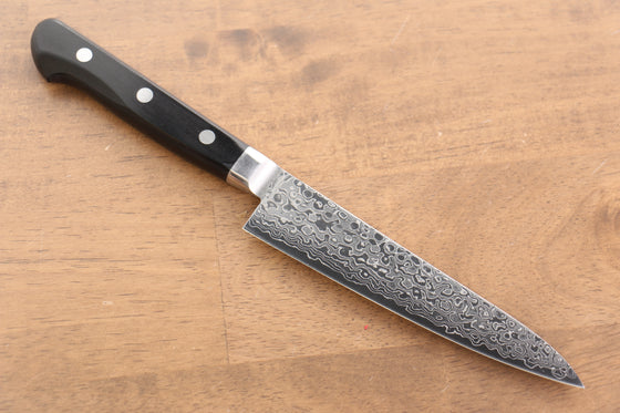 Seisuke Kagami AUS10 Mirrored Finish Damascus Petty-Utility  135mm Black Pakka wood Handle - Japanny - Best Japanese Knife