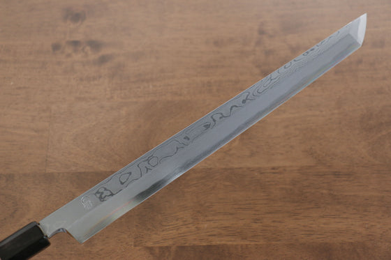 Kikuzuki Blue Steel No.1 Damascus Sakimaru Takohiki  300mm Magnolia Handle - Japanny - Best Japanese Knife