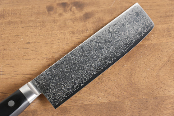 Seisuke Kagami AUS10 Mirrored Finish Damascus Nakiri 170mm Black Pakka wood Handle - Japanny - Best Japanese Knife