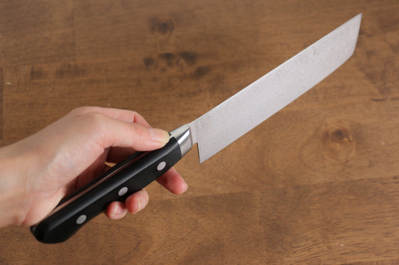 Seisuke Kagami AUS10 Mirrored Finish Damascus Nakiri 170mm Black Pakka wood Handle - Japanny - Best Japanese Knife