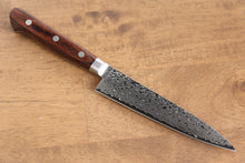  Seisuke Mokusei ZA-18 Mirrored Finish Damascus Petty-Utility 135mm Brown Pakka wood Handle - Japanny - Best Japanese Knife