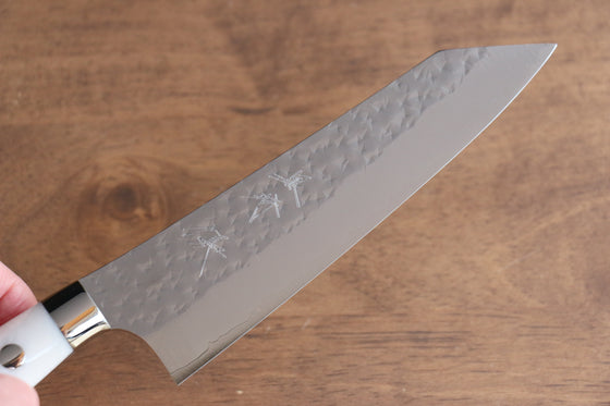 Yu Kurosaki Senko Ei R2/SG2 Hammered Small Santoku  150mm white Acrylic Handle - Japanny - Best Japanese Knife