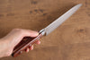 Seisuke Mokusei ZA-18 Mirrored Finish Damascus Santoku 170mm Brown Pakka wood Handle - Japanny - Best Japanese Knife