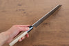 Kikuzuki Blue Steel No.1 Damascus Kiritsuke Gyuto 210mm Magnolia Handle - Japanny - Best Japanese Knife