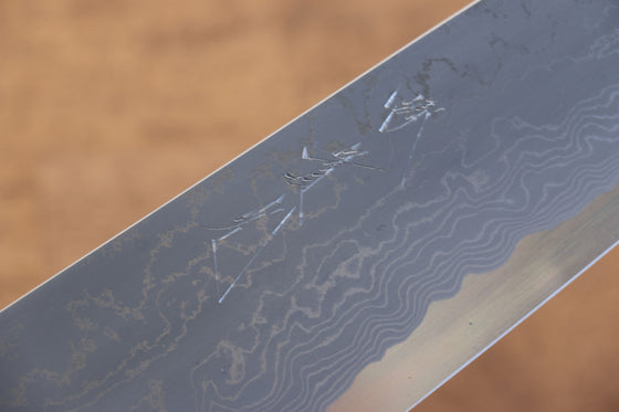 Jikko Blue Steel Damascus Gyuto 210mm Ebony with Double Ring Handle - Japanny - Best Japanese Knife