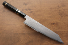  Jikko Blue Steel Damascus Kiritsuke Gyuto Japanese Knife 210mm Ebony with Double Ring Handle - Japanny - Best Japanese Knife