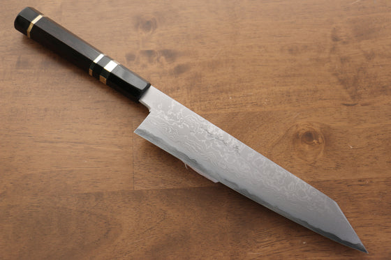 Jikko Blue Steel Damascus Kiritsuke Gyuto 210mm Ebony with Double Ring Handle - Japanny - Best Japanese Knife