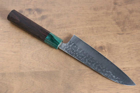 Yu Kurosaki Senko R2/SG2 Hammered Small Santoku 150mm Shitan (ferrule: Green Pakka wood) Handle - Japanny - Best Japanese Knife