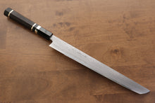  Jikko Blue Steel Damascus Sakimaru Sujihiki Japanese Knife 270mm Ebony with Double Ring Handle - Japanny - Best Japanese Knife