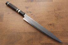 Jikko Blue Steel Damascus Sujihiki Japanese Knife 300mm Ebony with Double Ring Handle - Japanny - Best Japanese Knife