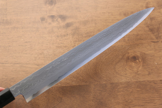 Jikko Blue Steel Damascus Sujihiki 300mm Ebony with Double Ring Handle - Japanny - Best Japanese Knife
