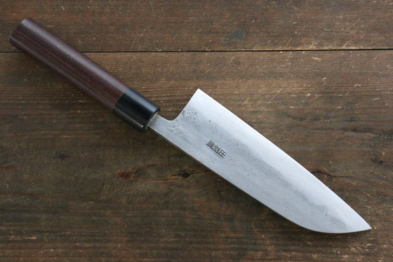 Fujiwara Teruyasu White Steel No.1 Nashiji Santoku Japanese Knife 165mm with shitan Handle - Japanny - Best Japanese Knife