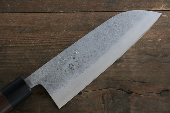 Fujiwara Teruyasu White Steel No.1 Nashiji Santoku  165mm with shitan Handle - Japanny - Best Japanese Knife