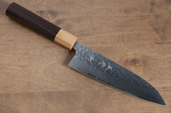 Yu Kurosaki Senko R2/SG2 Hammered Small Santoku  150mm Shitan (ferrule: Honduras) Handle - Japanny - Best Japanese Knife