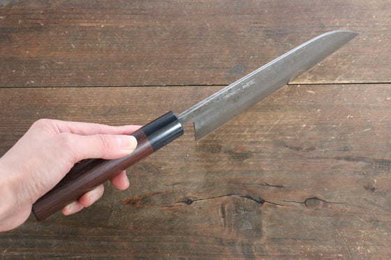 Fujiwara Teruyasu White Steel No.1 Nashiji Santoku  165mm with shitan Handle - Japanny - Best Japanese Knife