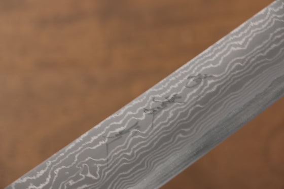 Jikko Blue Steel Damascus Kiritsuke Sujihiki  300mm Ebony with Double Ring Handle - Japanny - Best Japanese Knife