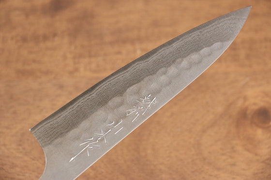 Nao Yamamoto Silver Steel No.3 Nashiji Hammered Damascus Petty-Utility 135mm Shitan Handle - Japanny - Best Japanese Knife