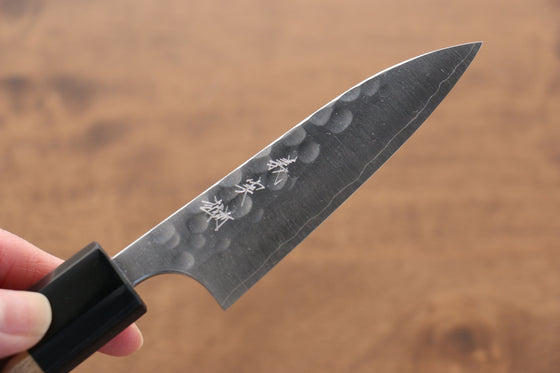 Yoshimi Kato R2/SG2 Hammered(Maru) Petty-Utility 90mm Black Honduras Handle - Japanny - Best Japanese Knife