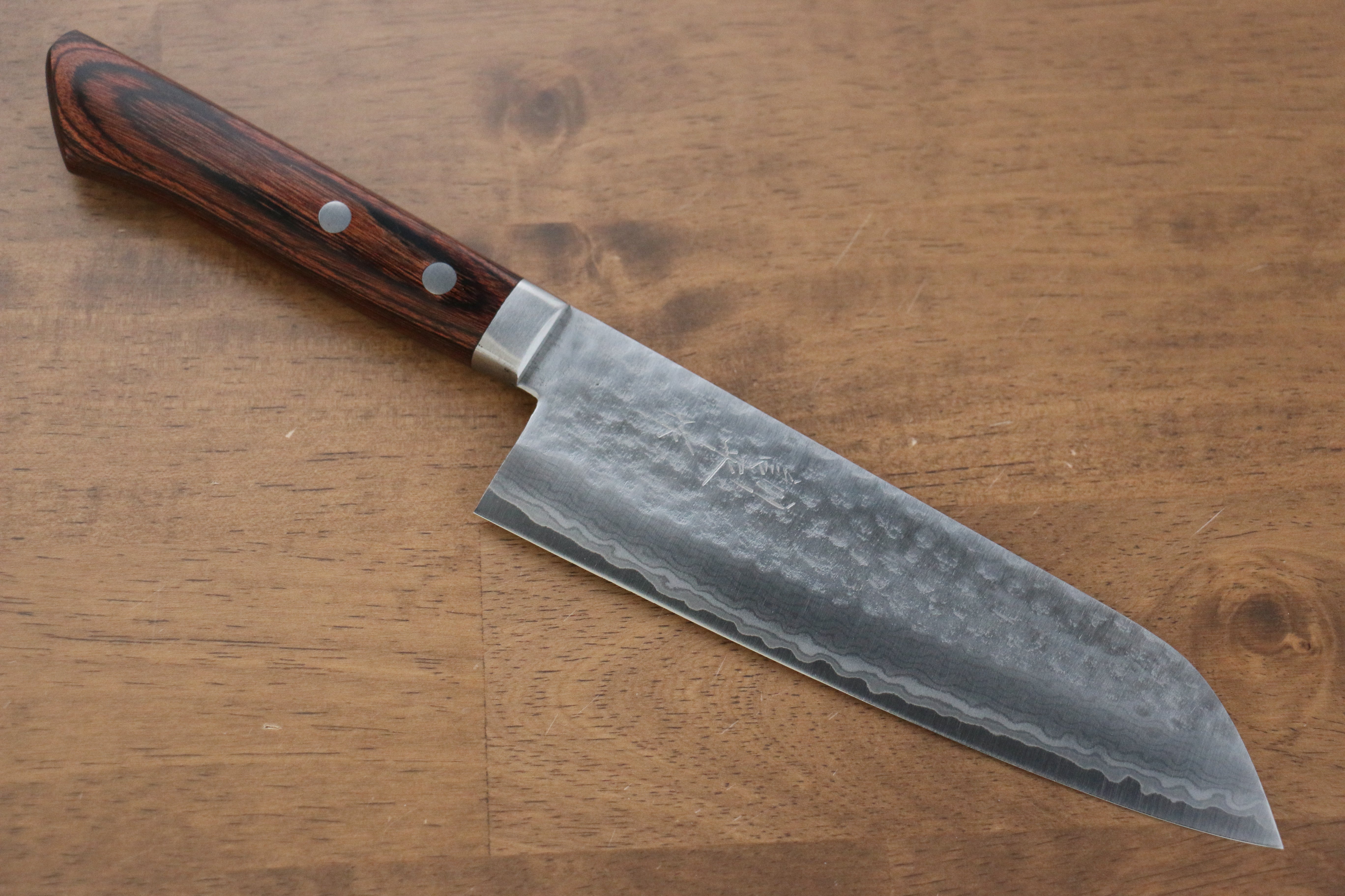 Kunihira Kokuryu VG10 Hammered Santoku Japanese Knife 170mm Mahogany Handle - Japanny - Best Japanese Knife