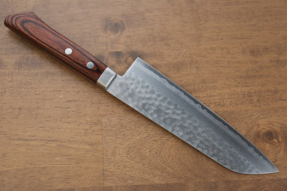 Kunihira Kokuryu VG10 Hammered Santoku 170mm Mahogany Handle - Japanny - Best Japanese Knife
